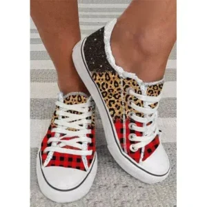 Moonfootprint Women Casual 3D Printing Color Leopard Canvas Shoes