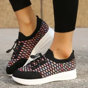 Moonfootprint Women Fashion Fly Knit Breathable Fashion Sneakers