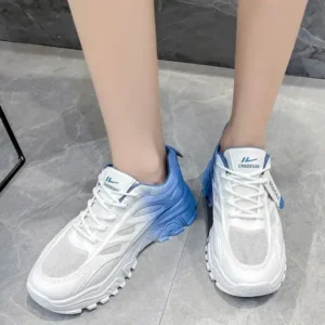 Moonfootprint Women Fashion Round Toe Breathable Mesh Gradient Sneakers