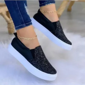 Moonfootprint Thick Sole Casual Sequined Shoes Women Flat Shoes