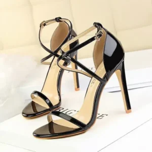 Moonfootprint Women Fashion Sexy Hollow Cross Stiletto Heel Sandals