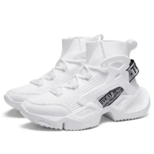 Moonfootprint Men'S Fashion Platform White High Top Sneakers