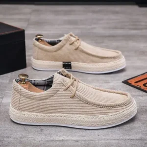 Moonfootprint Men'S Fashion Breathable Stripe Canvas Shoes