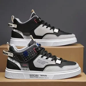 Moonfootprint Men'S Fashion High Top Color Block Sneakers