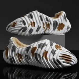 Moonfootprint Men'S Fashion Camouflage Coconut Shape Fleece Warm Plush Shoes