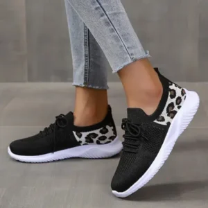 Moonfootprint Women Casual Mesh Breathable Leopard Sneakers