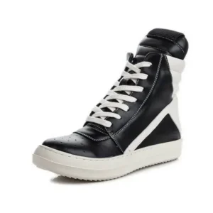 Moonfootprint Women Fashion Casual Black White Inverted Triangle High Top Shoes