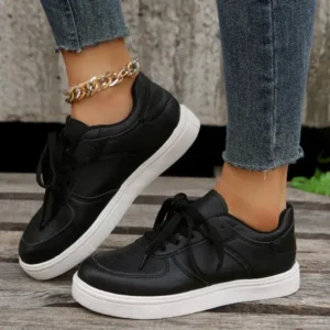 Moonfootprint Women Fashion Round Toe Platform Solid Color Sneakers